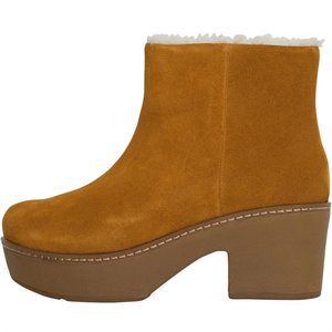 FitFlop Pilar Shearling-Lined Suede Ankle Boots Light Tan 9